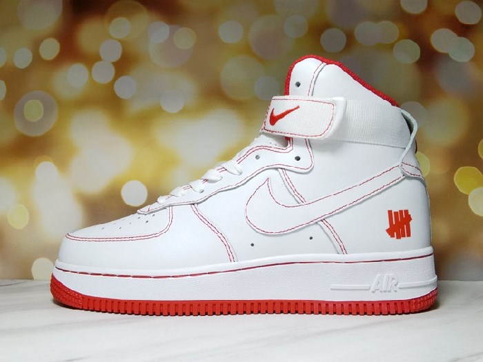 Men's Air Force 1 High Top White/Red Shoes 0227